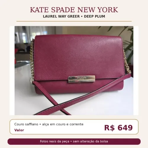 Bolsa Kate Spade Laurel Way Greer Original | Couro Saffiano | Peça Selecionada
