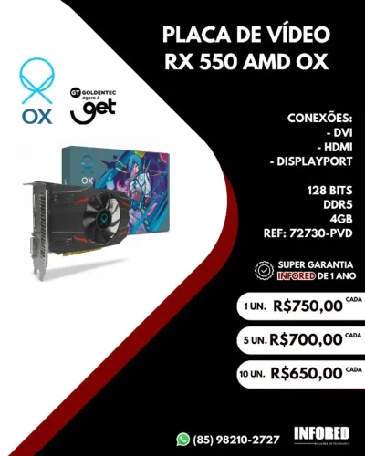 Placa de vídeo RX 550 AMD OX