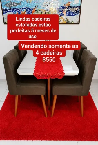 4 cadeiras estofadas em Suede 