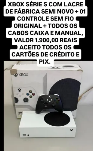 Xbox serie s com lacre de fábrica pouco usado, aceito cartão
