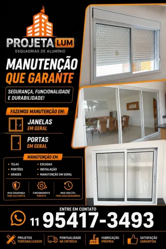Manutenção e fabricação de esquadrias de alumínio.