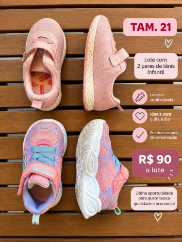 Lote 2 pares de tênis infantil - Tam. 21