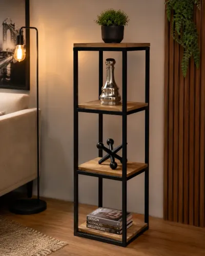 Prateleira Industrial 3 Nichos 125x40cm em Aço e MDF Freijó - Moderna e Resistente