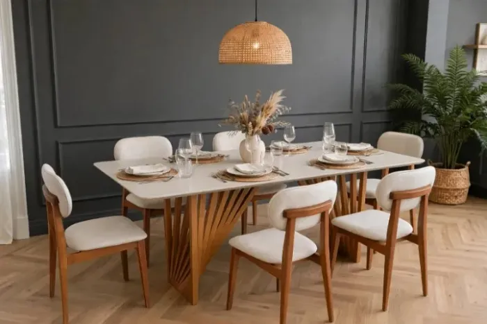 Conjunto Mesa Barcelona 2,20x090 c/ 6 cadeiras betina