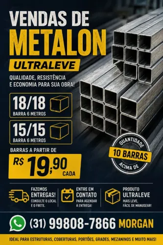 VENDAS DE METALONS GALVANIZADO 18/18,15/15