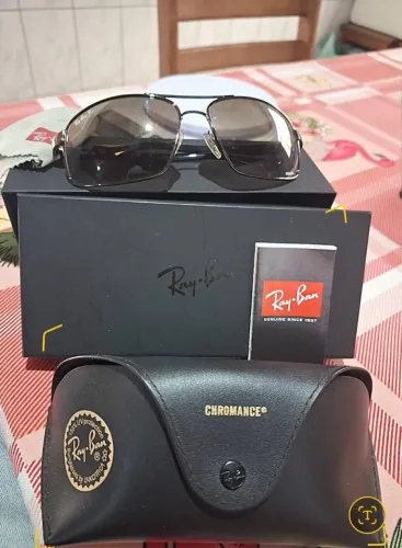 Óculos Ray-Ban Chromance RB3604-CH Polarizado - Pouco Uso (Kit Completo)