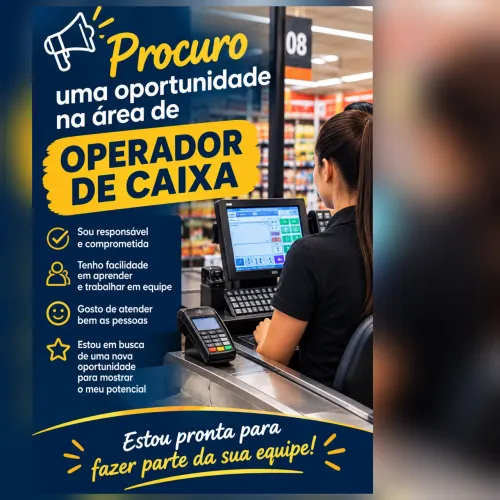 OFEREÇO-ME P/ TRABALHAR DE OPERADOR(A) DE CAIXA - EFETIVO OU FREELANCER.