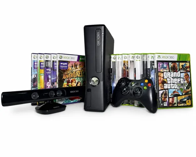Console Xbox 360 Slim 4 Gb + Sensor Kinect + 14 Jogos Originais (Usado/Excelente)