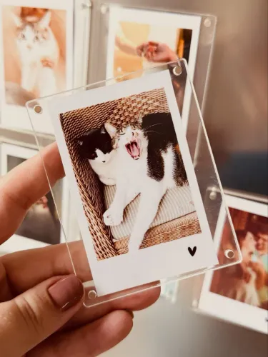 Porta retrato magnético de acrílico - Ímã de geladeira