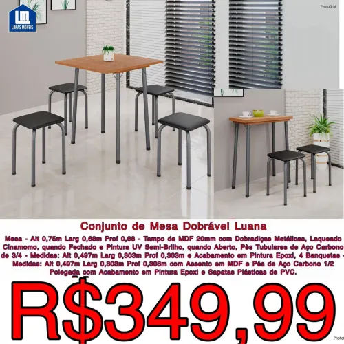 Mesa dobrável com 4 cadeiras
