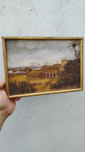 LEIA O ANÚNCIO! Quadro óleo sobre tela, sem título, 27 x 19cm