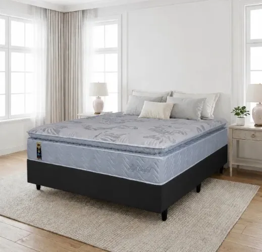 Cama Box Casal Confort HyperGel D28 Molas Ensacadas Preta