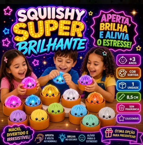 Squishy Brinquedo Antiestress Criança Glitter Raro Surpresa Sortido