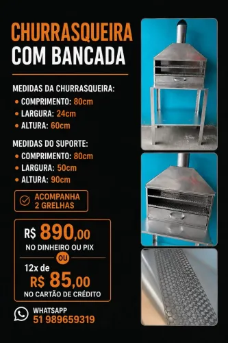 Churrasqueira com bancada de 80cm