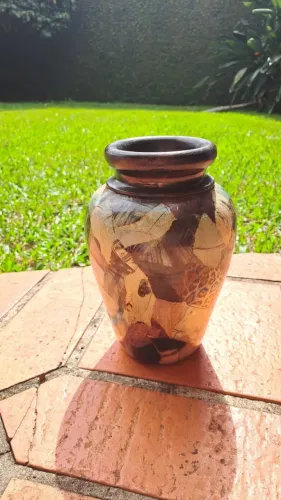 Vaso Decorativo Rústico Artesanal - Técnica Decoupage