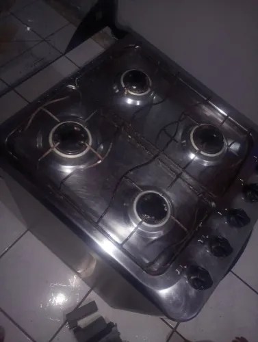 Fogão esmalte 4 bocas automático ágata inox
