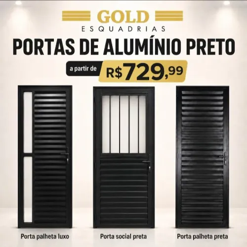 PORTAS DE ALUMÍNIO PRETO 2.10X 60CM 70CM 80CM - PROMOÇÃO EXCLUSIVA