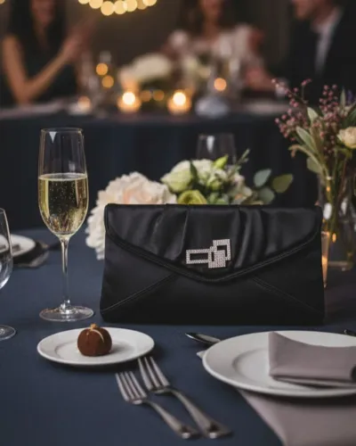 Bolsa De Festas Bolsa Carteira De Mão Feminina Clutch Strass Preto