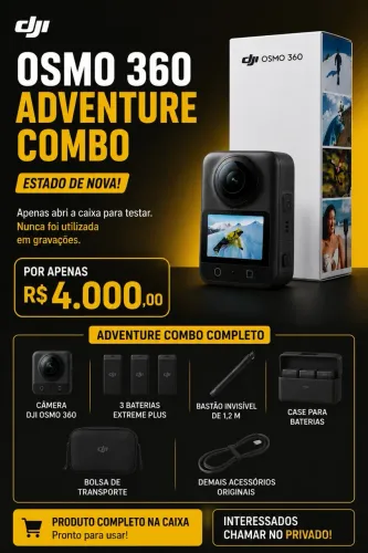 CÂMERA 360 DJI OSMO ADVENTURE COMPLETA