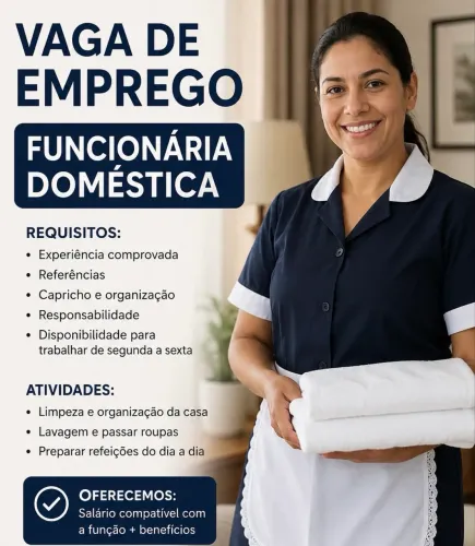 Vaga para funcionária doméstica 