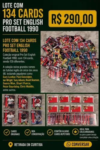 LOTE COM 134 CARDS PRO SET ENGLISH FOOTBALL 1990