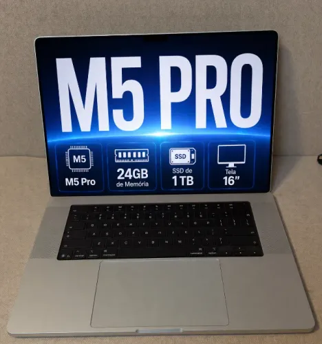 Macbook M5 Pro. Tela 16. Mem. 24 GB. SSD 1 TB. Garantia. Até 18 x