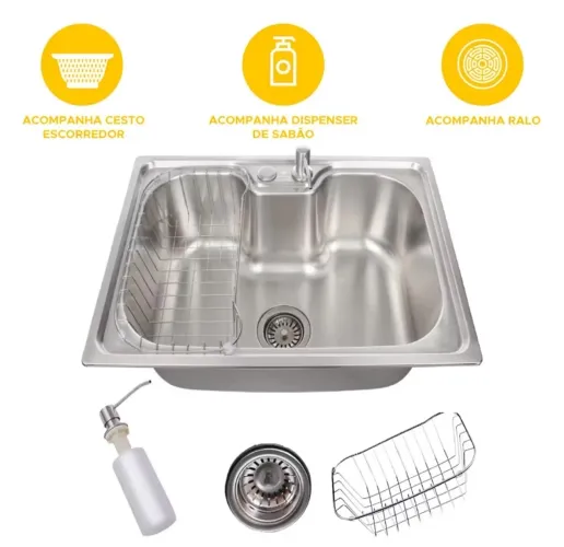 Cuba para cozinha gourmet pia aço inox 50x40