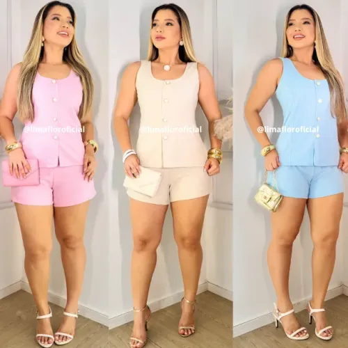 Connjunto Feminino Elegante Confortavel Tendencia Blogueira Verão