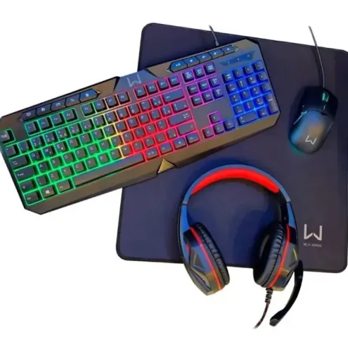 Combo Gamer Warrior 4 Em 1 Air Drop Headset 2.0 - Preto