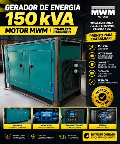 GERADOR MWM 150KVA CABINADO