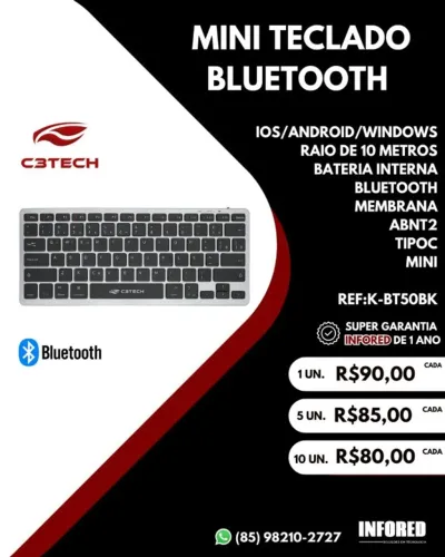 Mini Teclado Bluetooth K-BT50BK