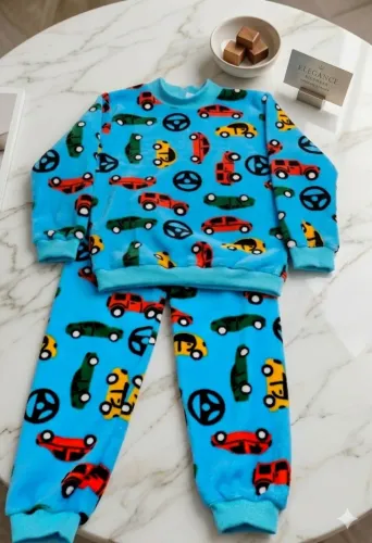 Pijama Infantil Fleece Térmico Estampa Carros - Super Macio e Quentinho
