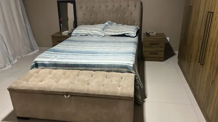 Cama box casal + baú+ cabeceira