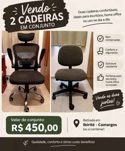 Cadeiras de Escritório - Excelente Estado
