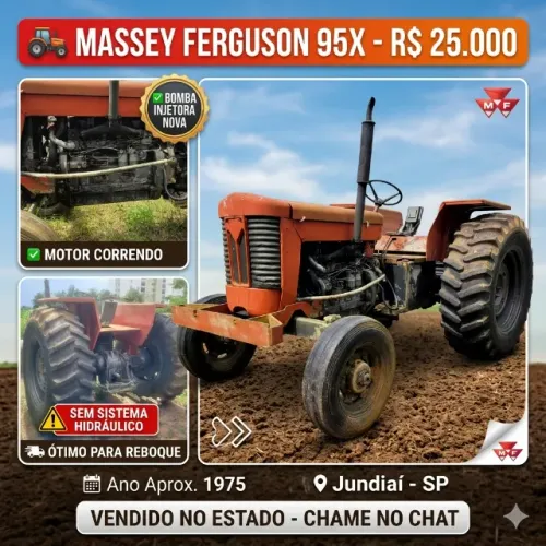 Massey Ferguson 95x sem hidráulico.