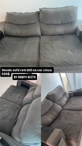 Sofá Retrátil na cor cinza 
