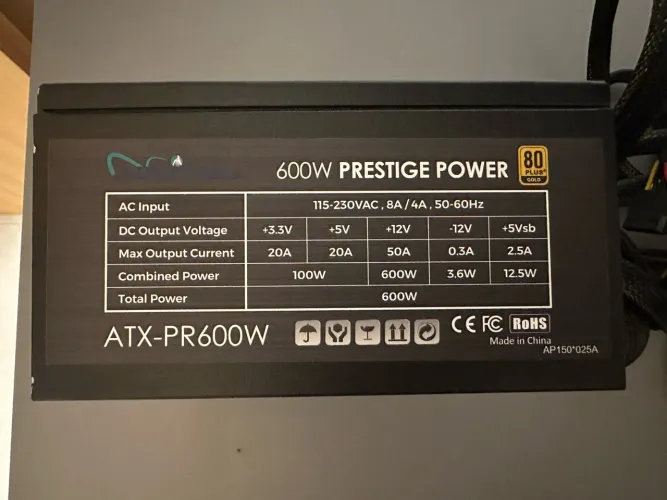 Fonte Apevia Prestige 600W 80 Plus Gold ATX-PR600W