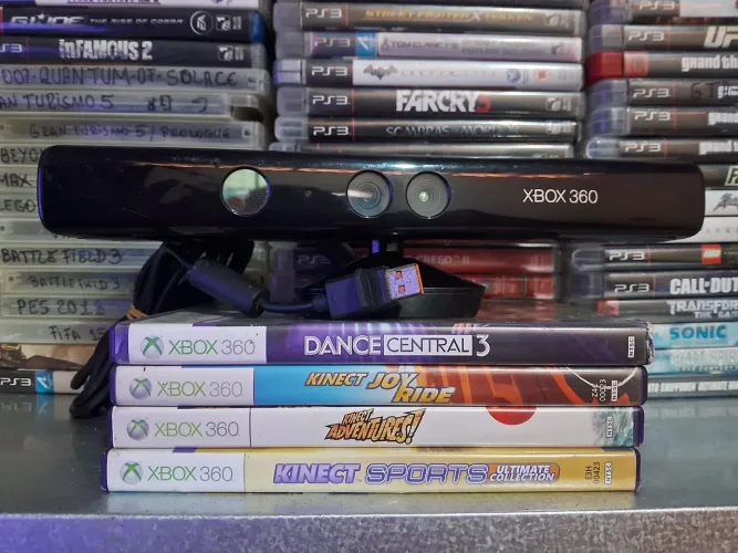 Sensor Kinect + 4 jogos Xbox 360