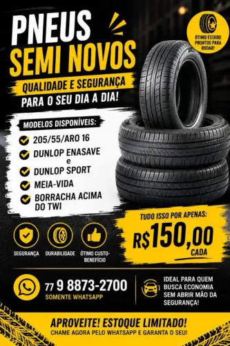 Pneus 205/55/16 Dunlop MEIA vida  bom borracha  acima do TWI 