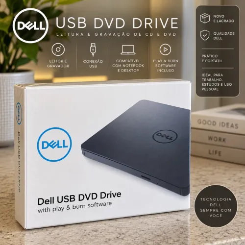 ?NOVO E LACRADO - Dell USB Slim DVD Drive DW316 - leitor e gravador de CD/DVD