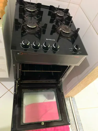 Fogão Atlas 4 Bocas preto Atenas Glass com Acendimento automático - Bivolt