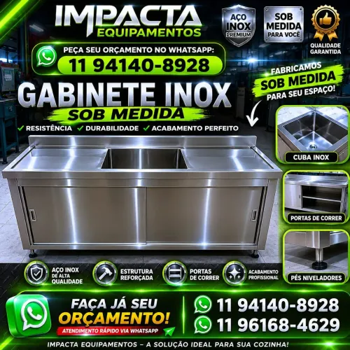 Gabinete inox Com pia Cuba funda- sob medida