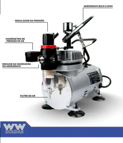 Aerógrafo e compressor bivolt
