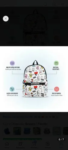 Mochila Escolar Personagens BT21 BTS k-pop Original Miniso