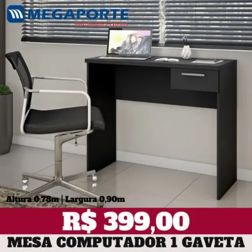 Mesa Escritório Escrivaninha Office 0,90m 1 Gaveta (Novo) Entrega Grátis!