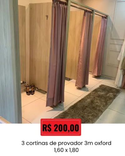 3 cortinas de provador 3m oxford 1,60 x 1,80