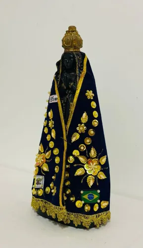 Imagem Nossa Senhora Aparecida com Manto Veludo Bordado