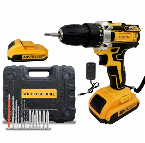 Parafusadeira Furadeira de Impacto 48v 2 Baterias com Kit Maleta