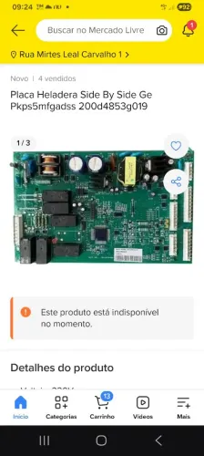 Placa  geladeira Gê Side by Side todos  os modelos  1000 reais   levando a placa com defei