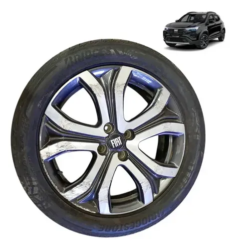 Roda Liga Leve Fiat Pulse Aro 17 Com Pneu 205/50 Reformar Prateado